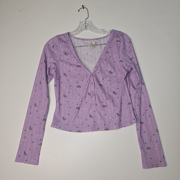 For Love And Lemons Pointelle Long Sleeve Sleep Set Size Medium - Picture 10 of 13